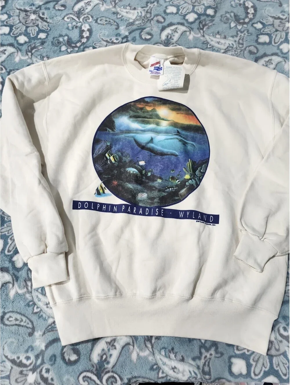 Vintage 90s Dolphin Paradise Wyland Sweatshirt Men's L Loungewear